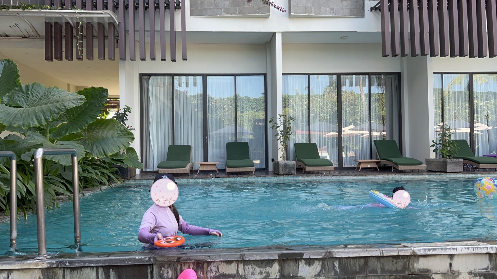 The hotel's poolside area
