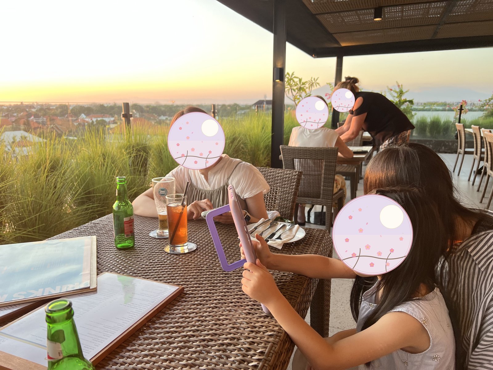 Family dinner on the rooftop terrace 