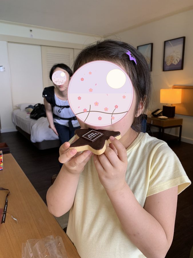 A bite of bread, back in the room.