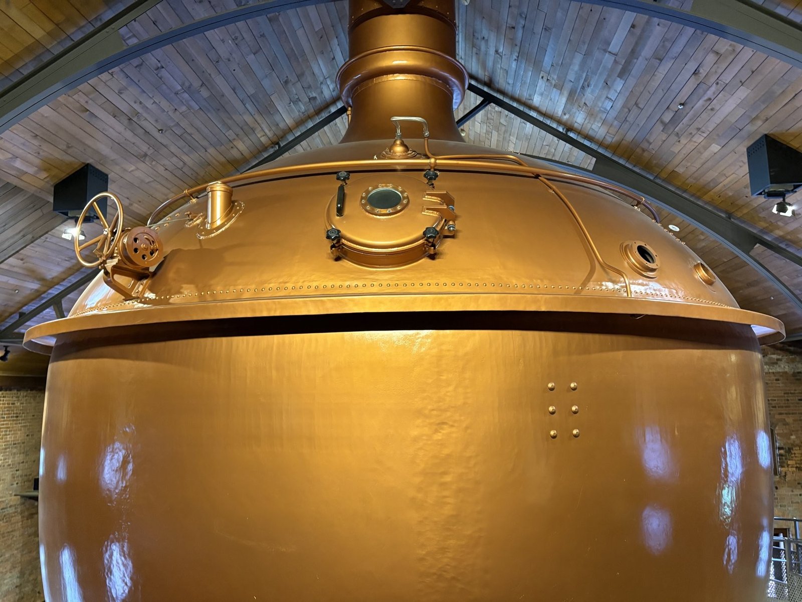 A large copper brewing kettle used to make beer