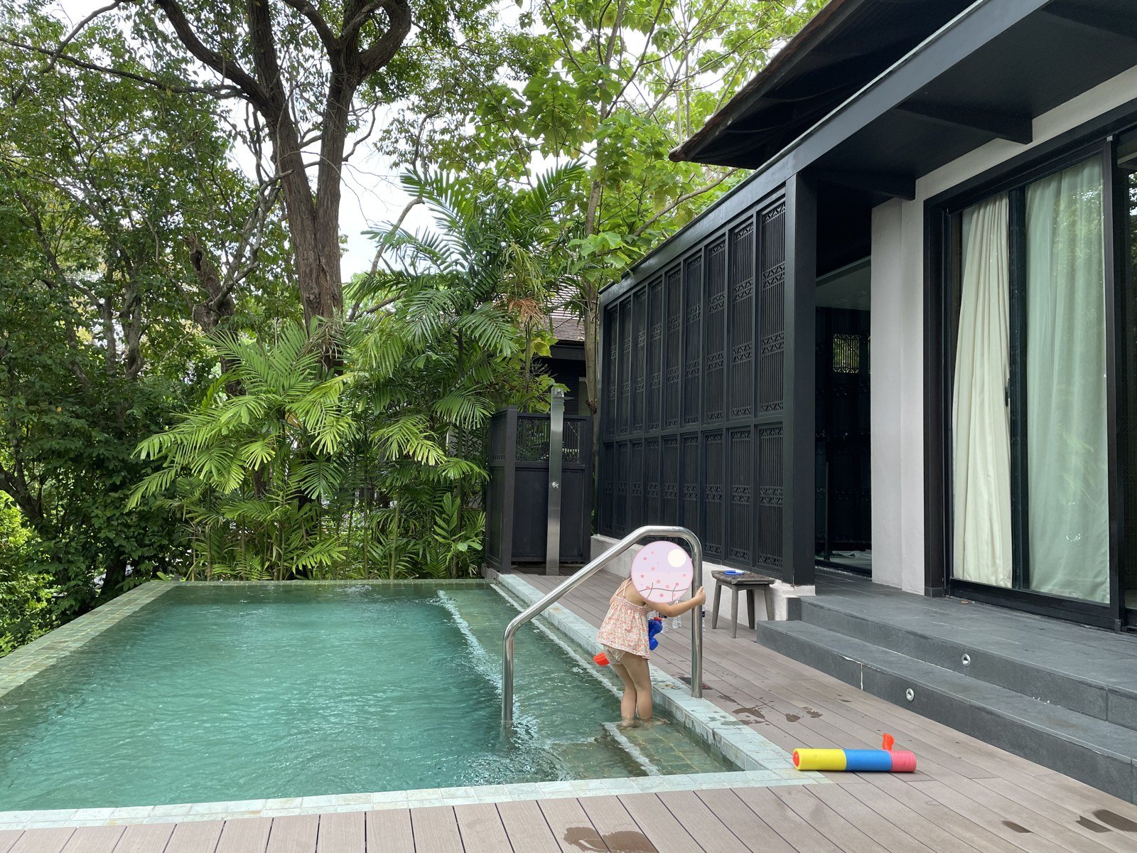 The pool villa we were upgraded into at the Ritz-Carlton Langkawi, with its own pool