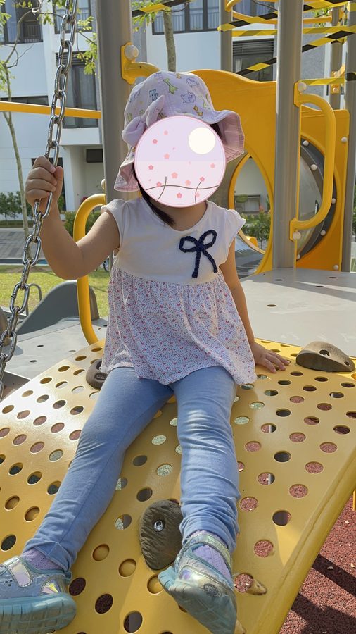 At the playground — towards the end of our first year.