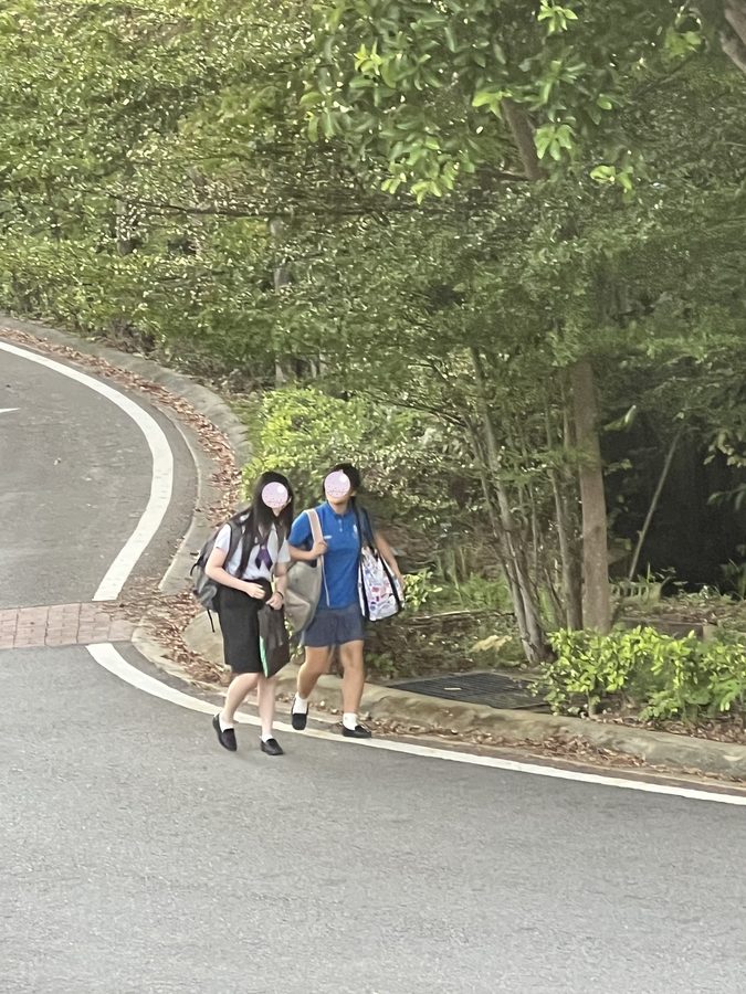 Walking to school. I remember counting how many times we had left on this road.