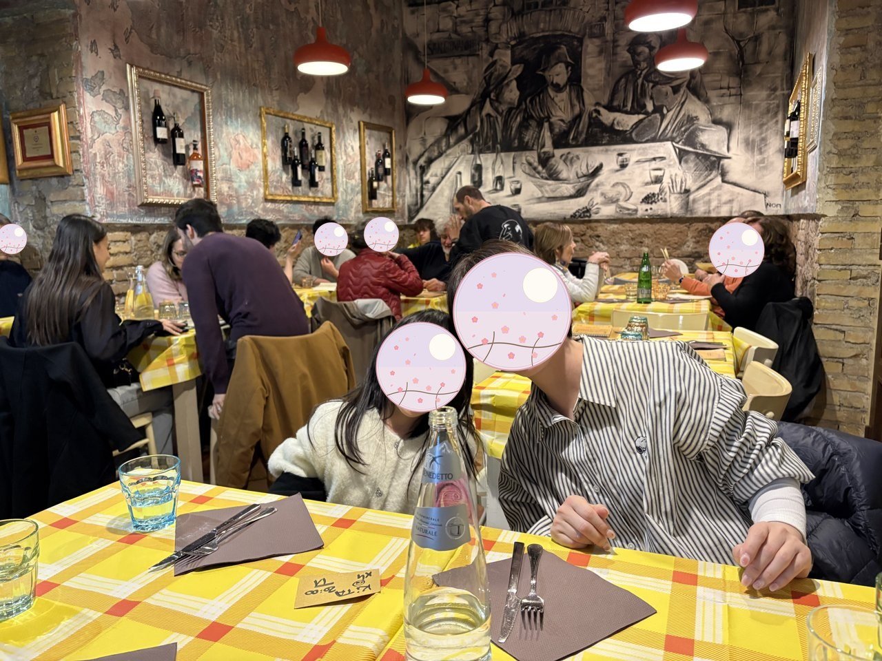 写真：下町トラットリアでの夕食（4月2日）　※公開前にプライバシー確認